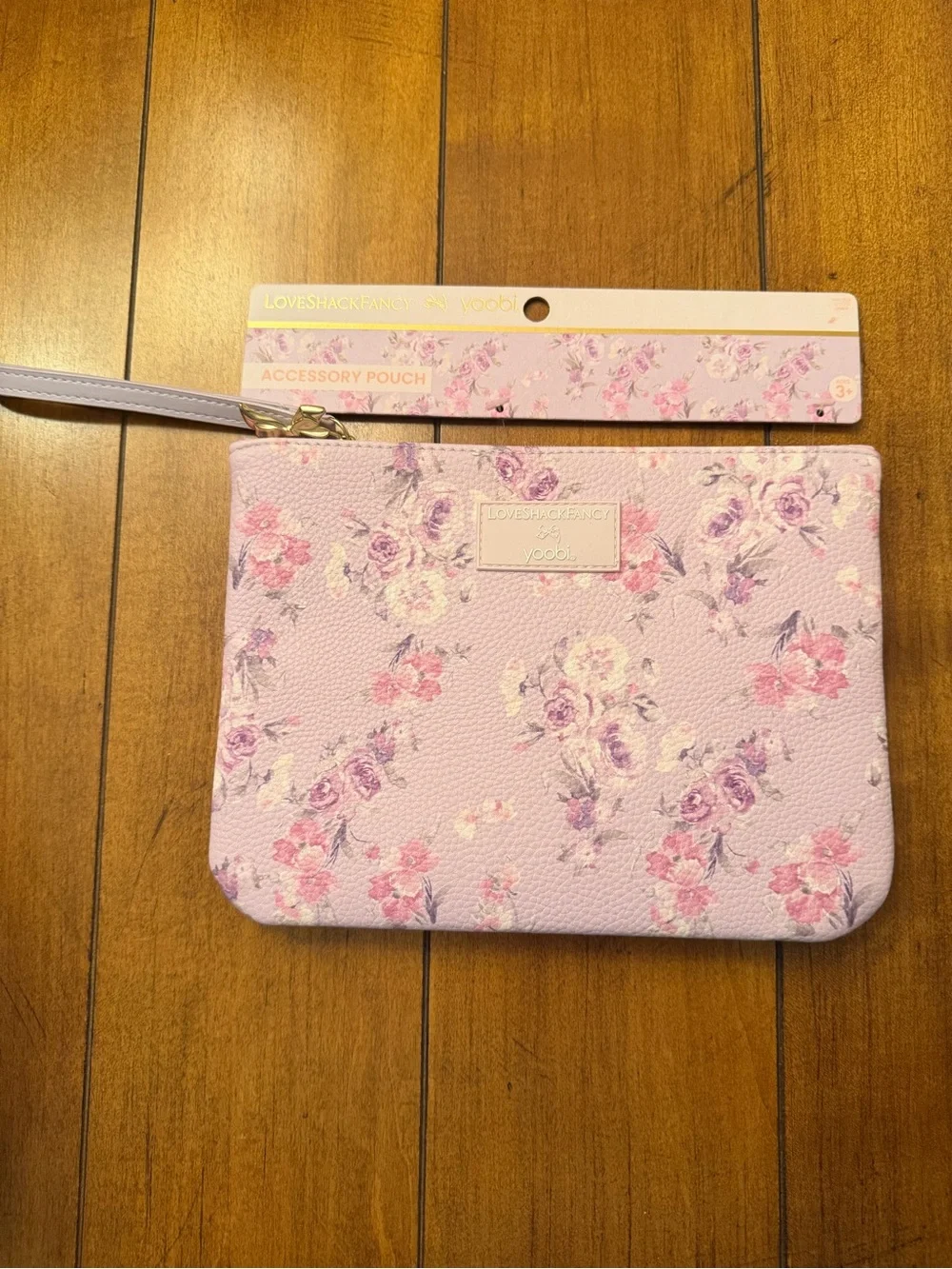 LoveShackFancy Floral Accessory Pouch Set in Light Lavender and Pink